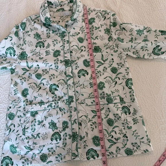 LAKE Pajamas Poplin Piped Pants Set in Meadow Vines Cotton Small NEW - Picture 8 of 8